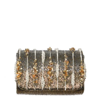 Nora Flapover Clutch Antique Gold Antique Silver