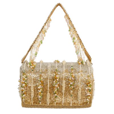 Nora Flapover Clutch Peerless Gold Lustrous Silver MULTI With Handle