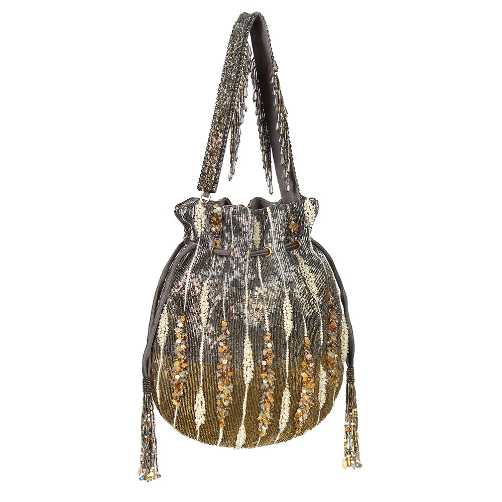 Nora Potli Antique Gold Antique Silver With Handle