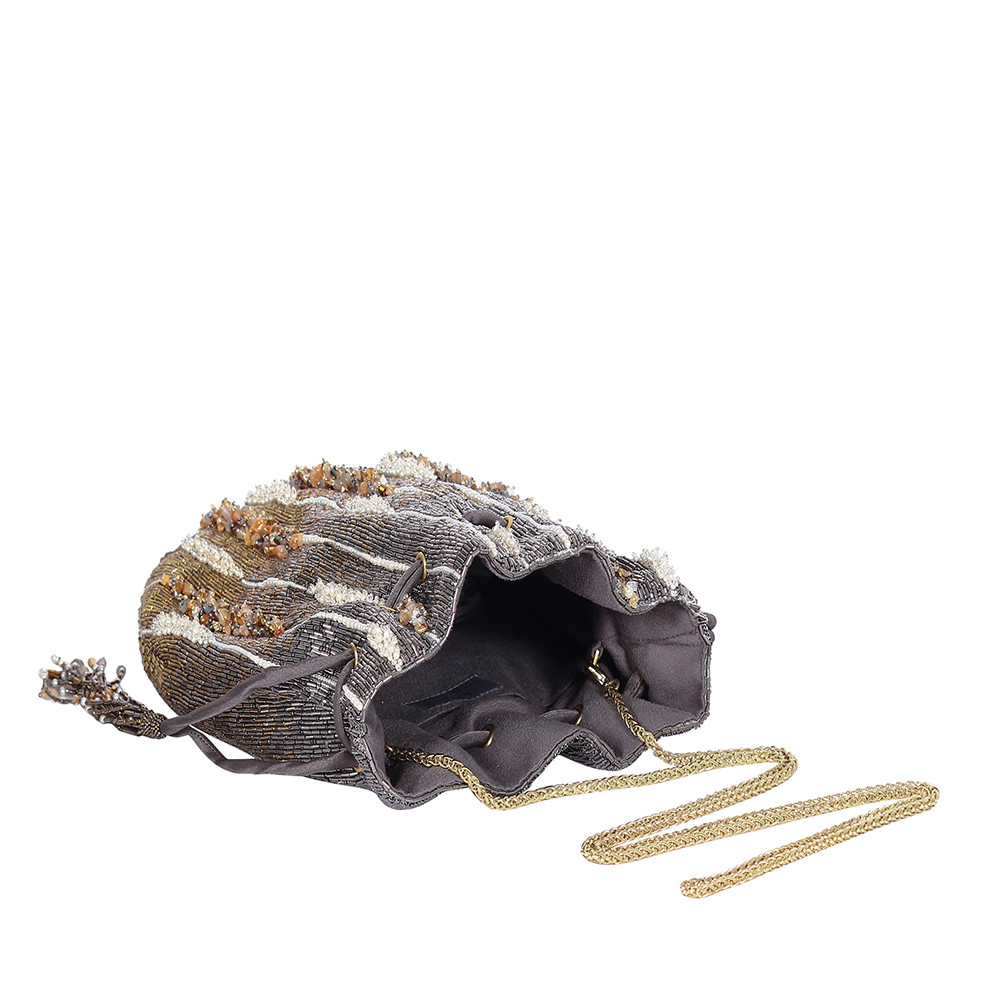 Nora Potli Antique Gold Antique Silver With Handle