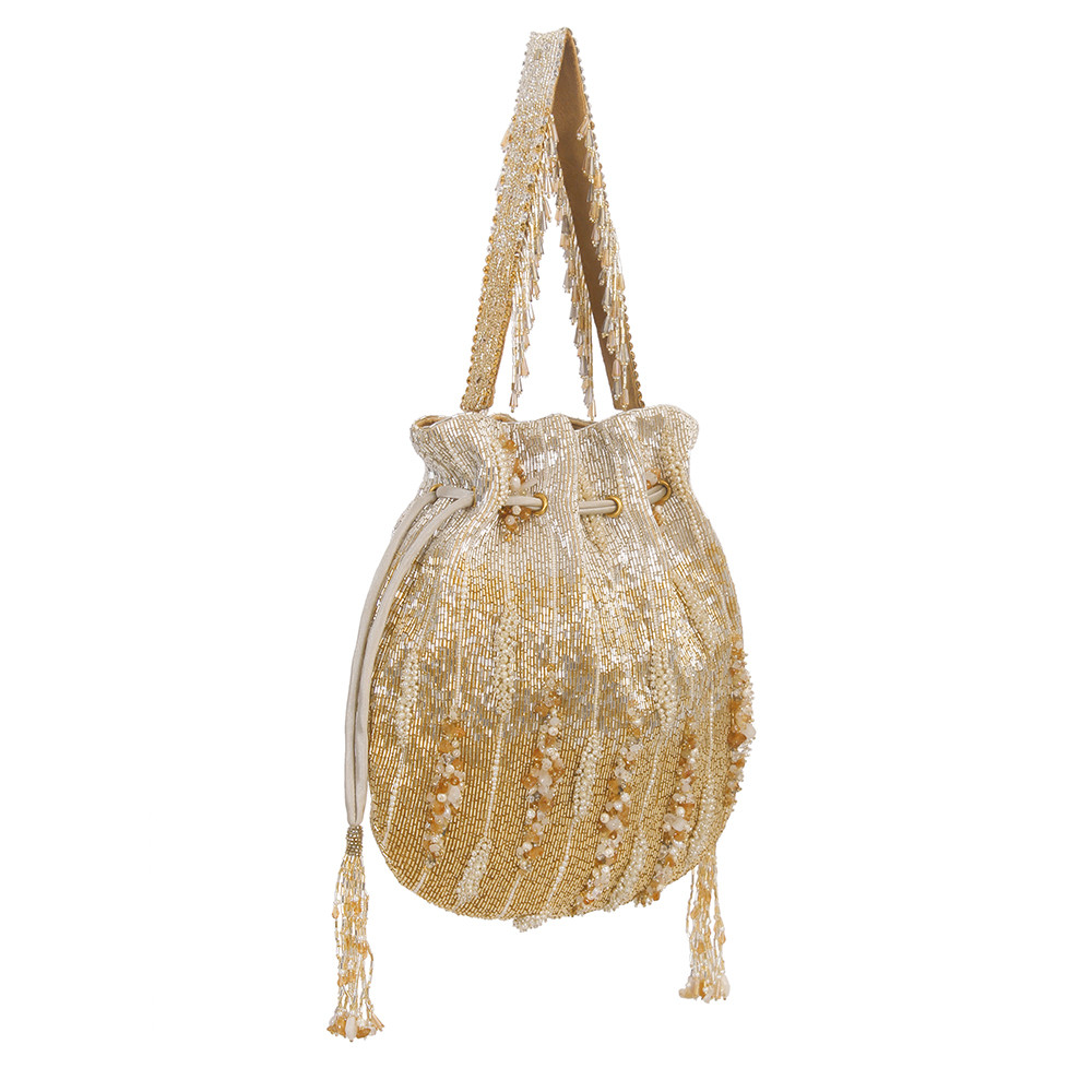 Nora Potli Peerless Gold Lustrous Silver With Handle