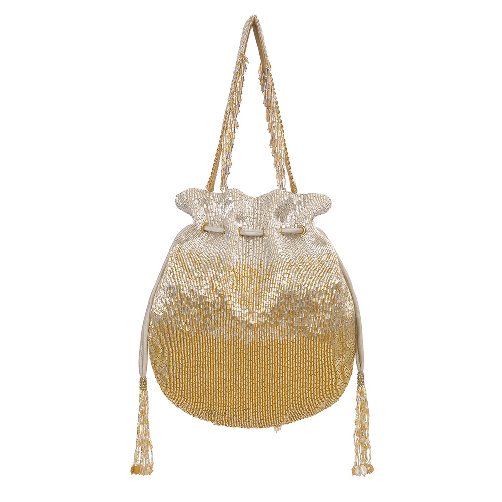 Nora Potli Peerless Gold Lustrous Silver With Handle