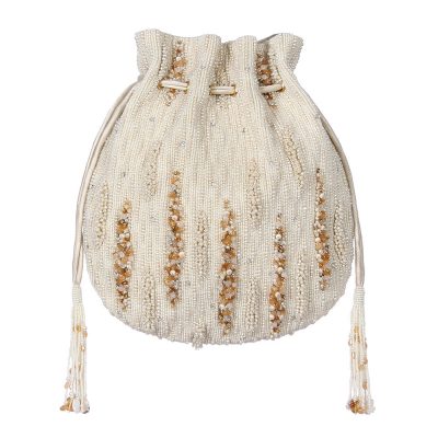 Nora Potli Pristine Ivory Peerless Gold Lustrous Silver