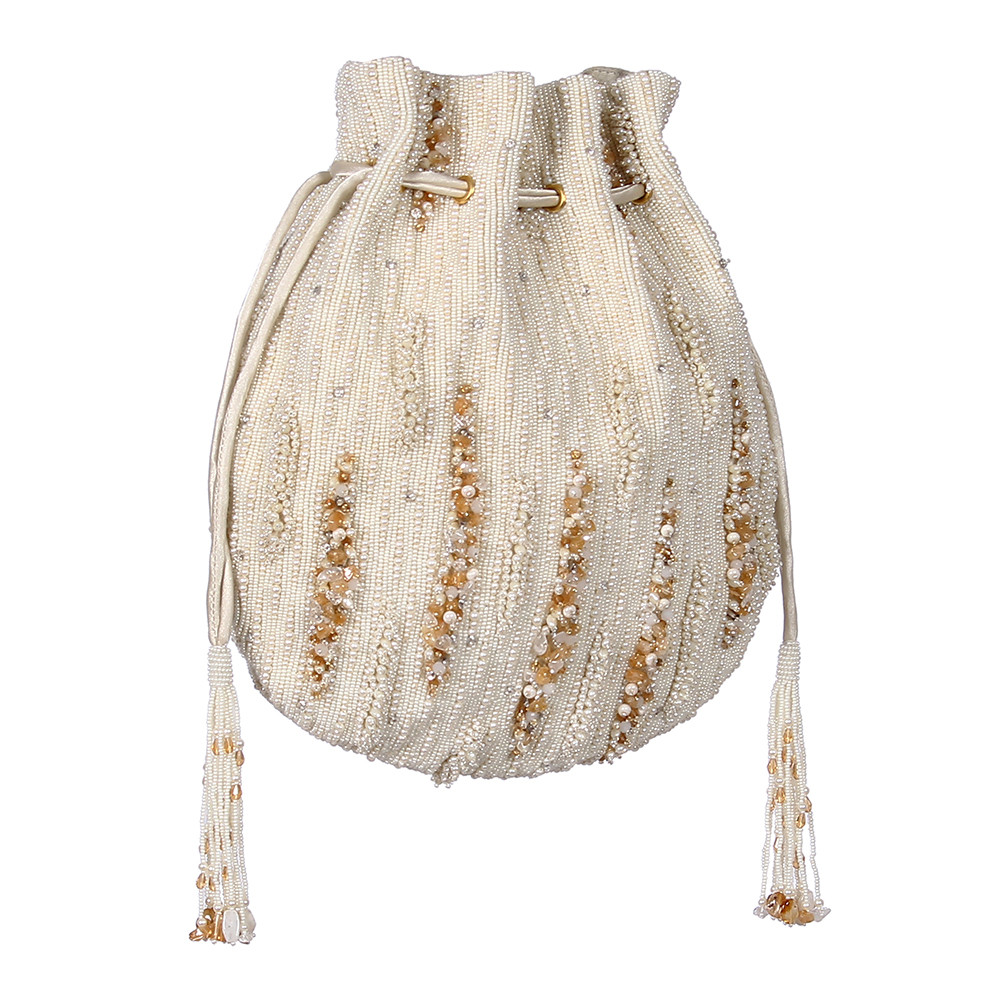 Nora Potli Pristine Ivory Peerless Gold Lustrous Silver