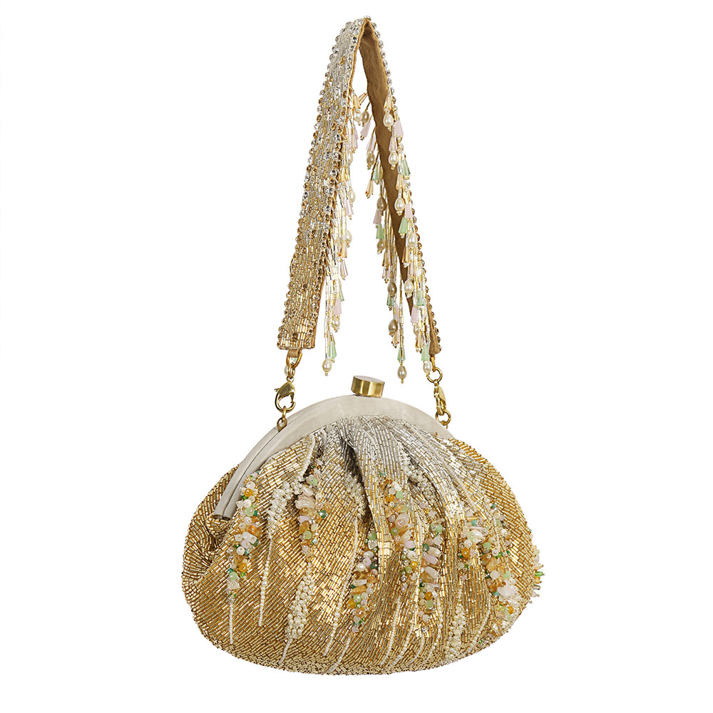 Nora Soft Pouch Peerless Gold Lustrous Silver MULTI With Handle