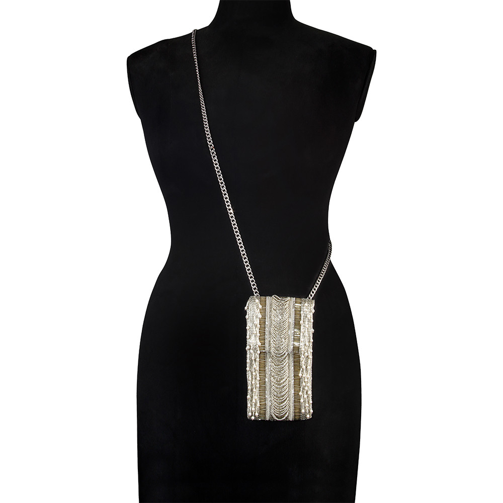 Ruche Mobile Purse Lustrous Silver