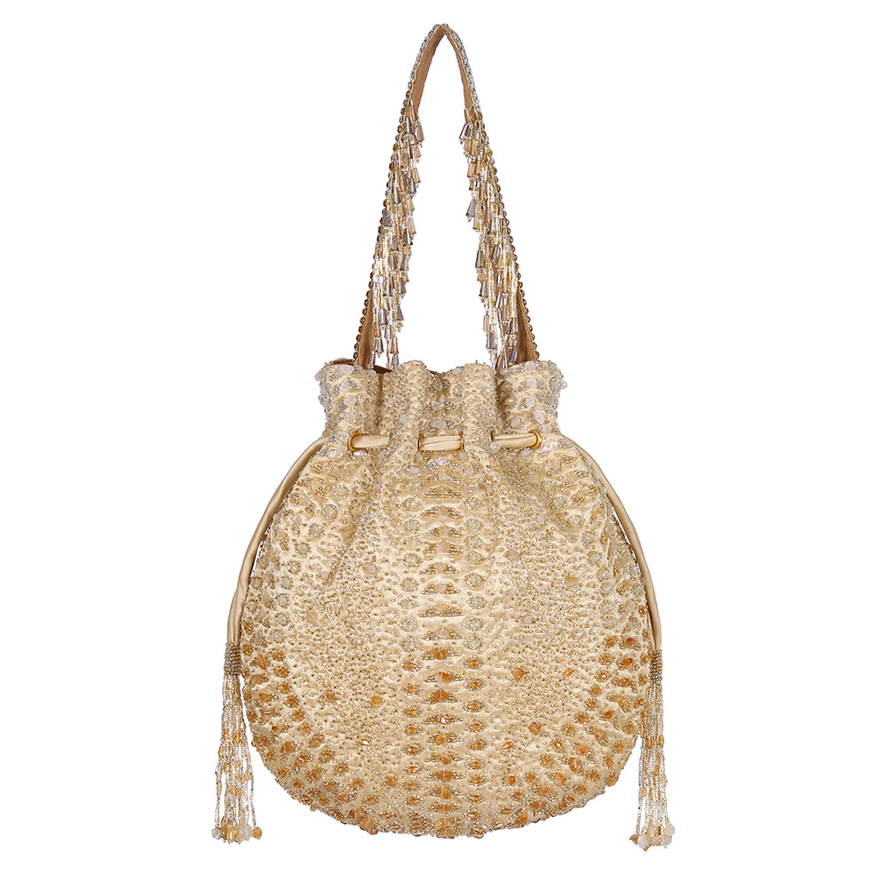 Veira Potli Peerless Gold Lustrous Silver with Handle