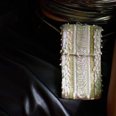 Ruche Mobile Purse Lustrous Silver