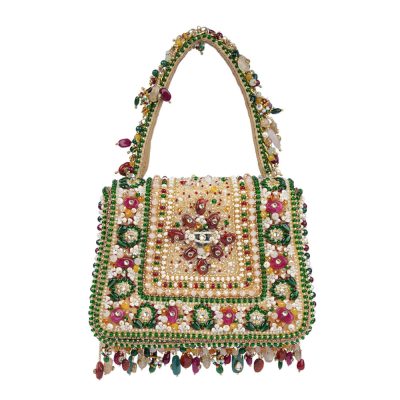 Amara Mini Trapezium Ruby Red Emerald Green Multi with Handle