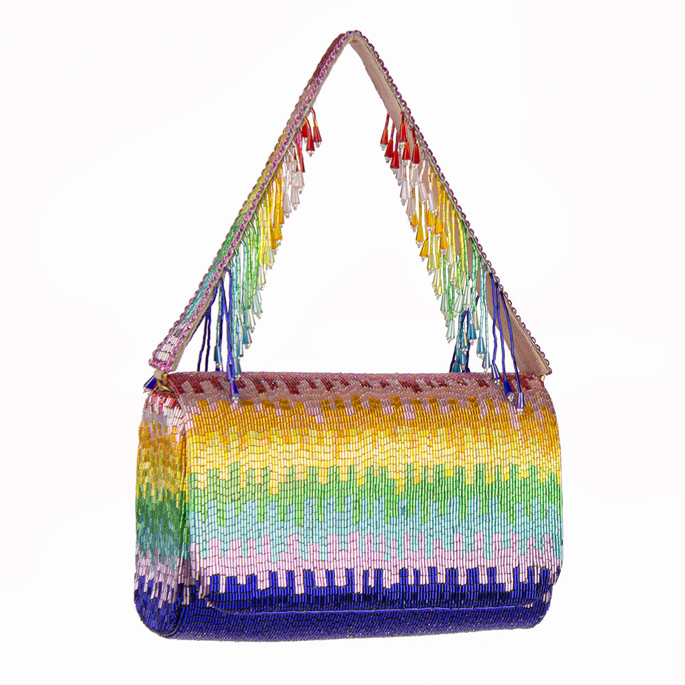Dysis Flapover Clutch Tourmaline Rainbow with Handle