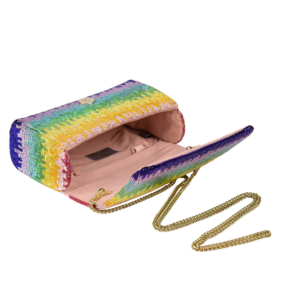 Dysis Flapover Clutch Tourmaline Rainbow with Handle