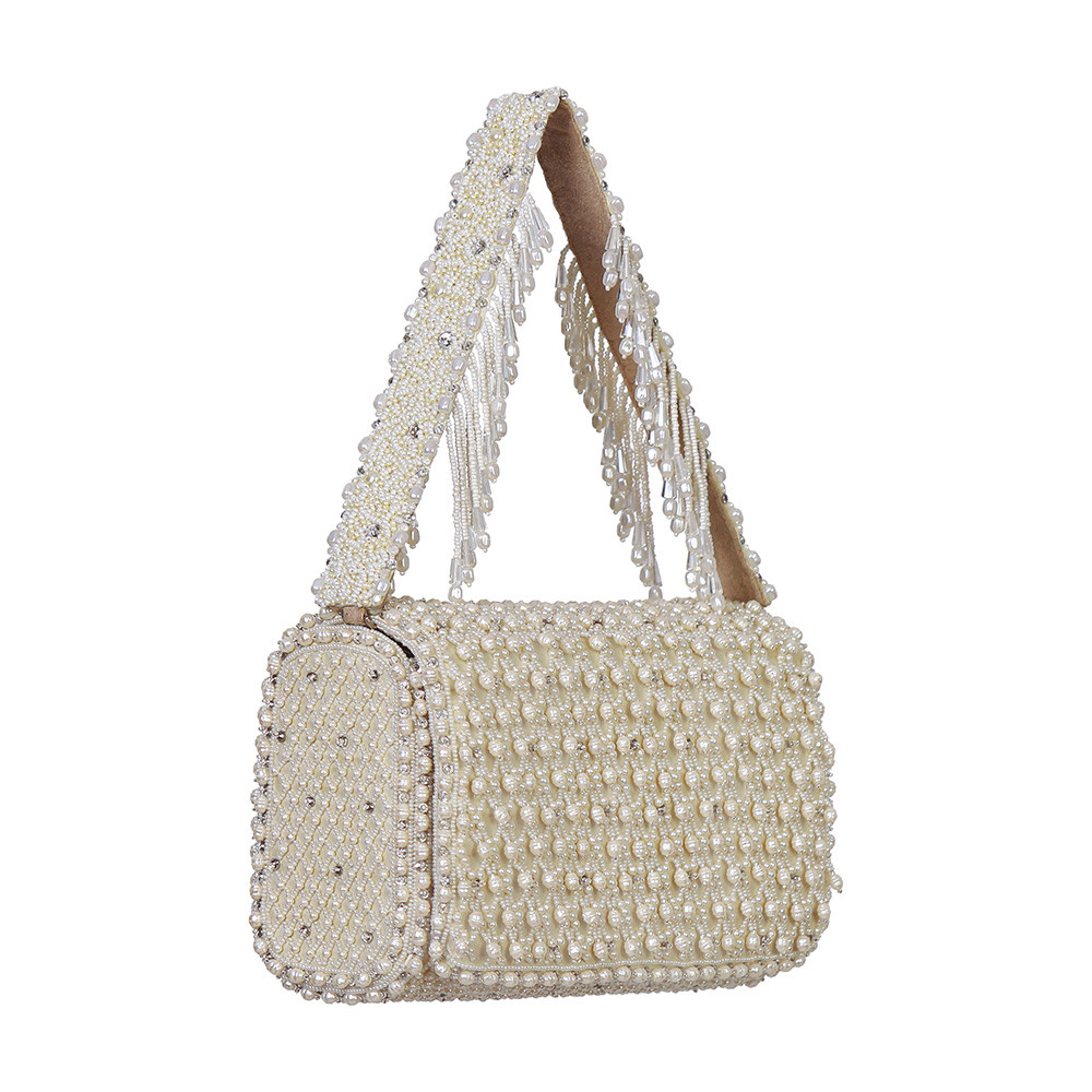 Joel Flapover Clutch Pristine Ivory With Handle