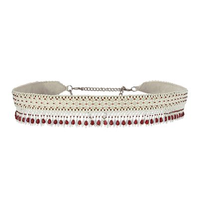 Kiah Belt Pristine Ivory Ruby Red