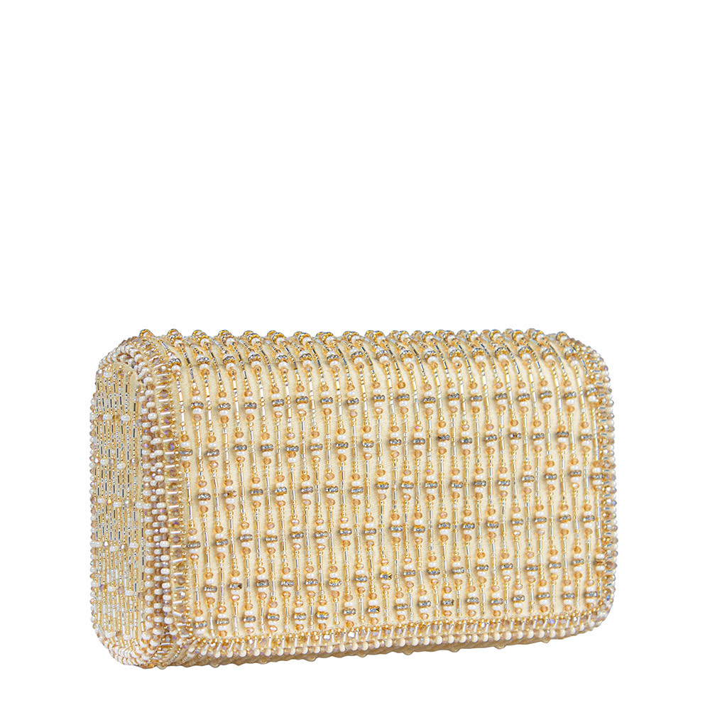 Zesha Flapover Clutch Peerless Gold Lustrous Silver