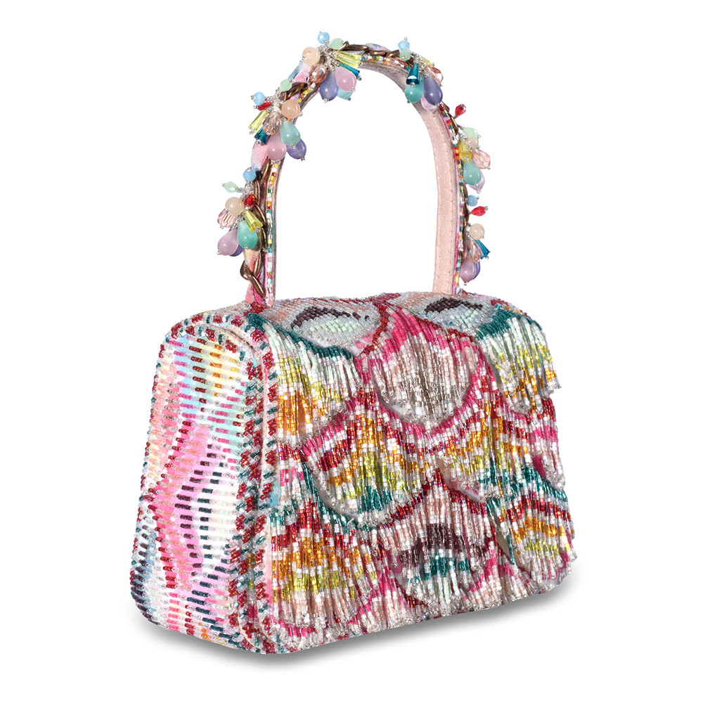 Emma Mini Trapezium with Handle Clutch Rose Quartz Pink