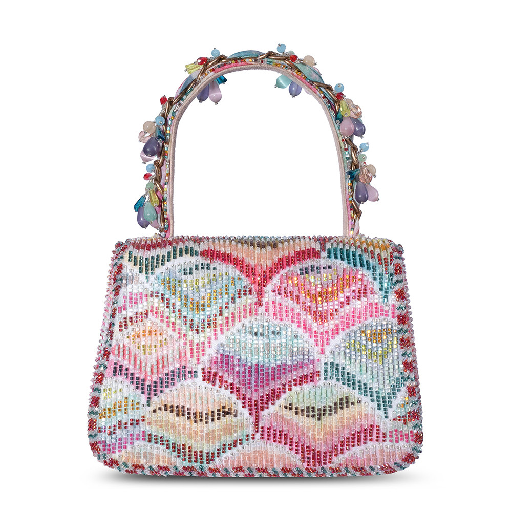 Emma Mini Trapezium with Handle Clutch Rose Quartz Pink