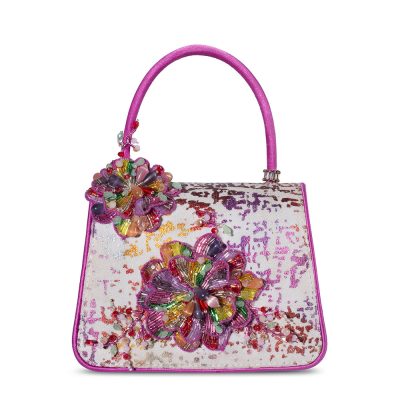 Fiona Mini Trapezium with Handle Clutch White