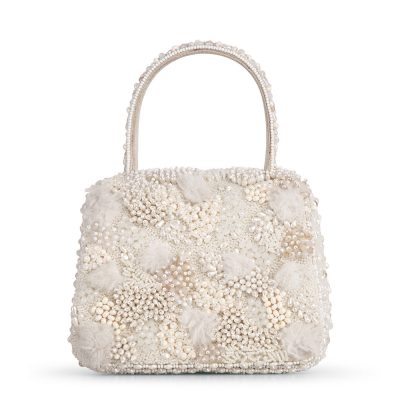 Furoma Mini Trapezium with Handle Clutch Pristine Ivory