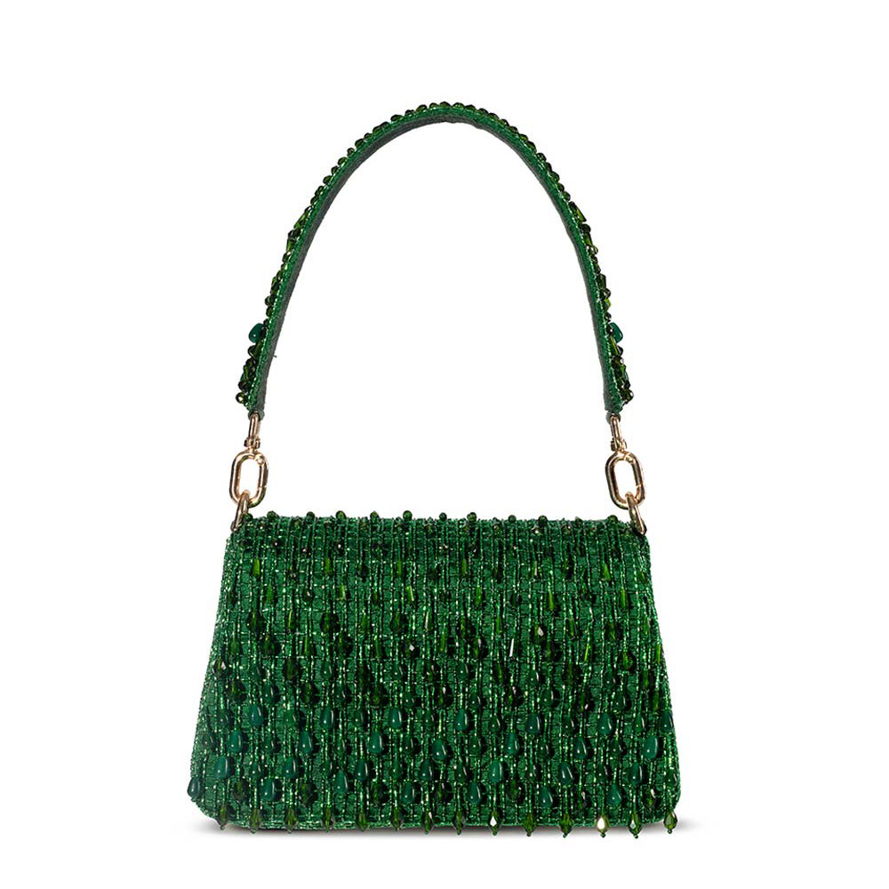 Opal Medium Trapezium with Handle Bag Emerald Green