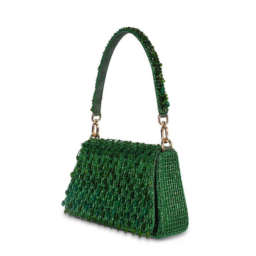 Opal Medium Trapezium with Handle Bag Emerald Green