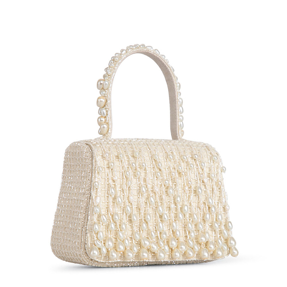 Opal Mini Trapezium with Handle Clutch Pristine Ivory