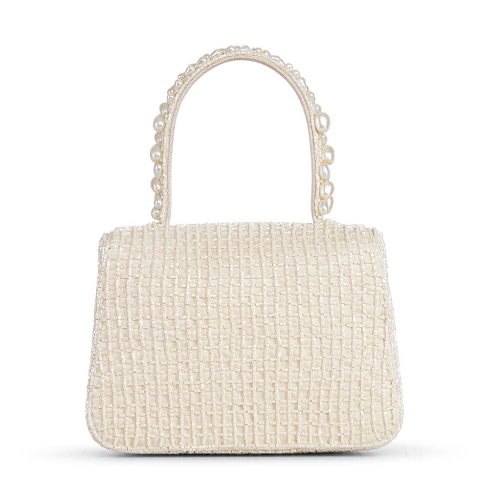 Opal Mini Trapezium with Handle Clutch Pristine Ivory