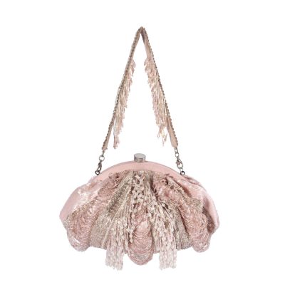 Ruche Soft Pouch Rose Quartz Pink with Handle