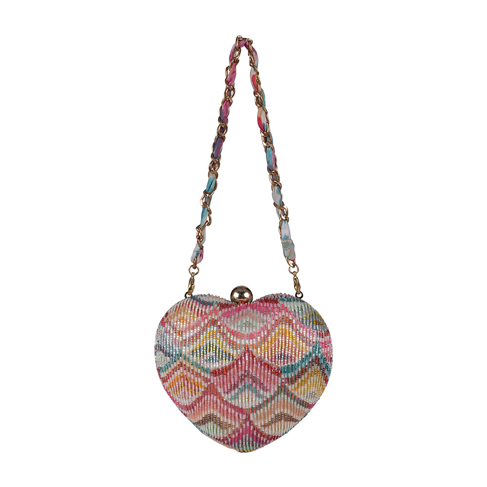 Rugi Heart Box with Handle Clutch Rose Quartz Pink