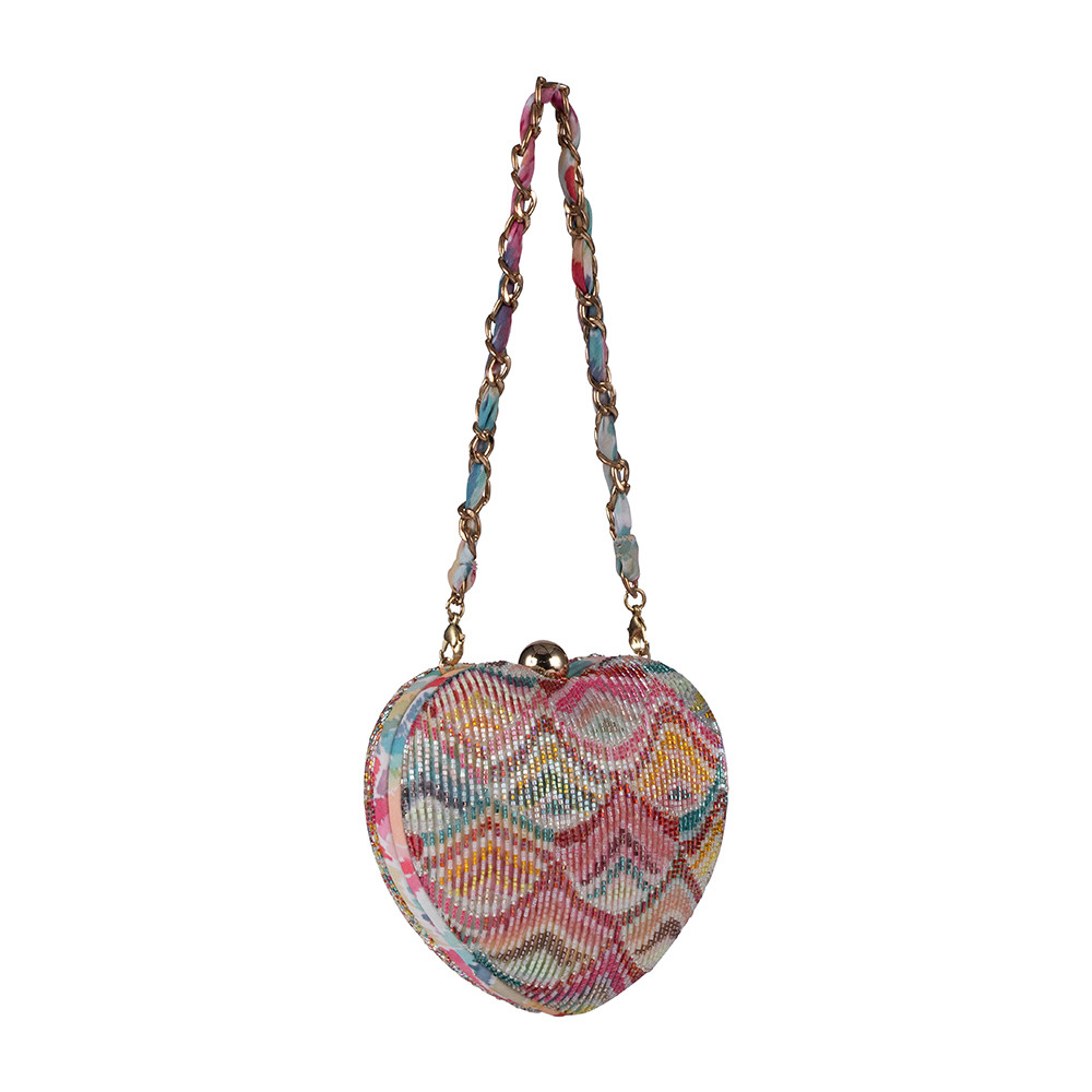 Rugi Heart Box with Handle Clutch Rose Quartz Pink