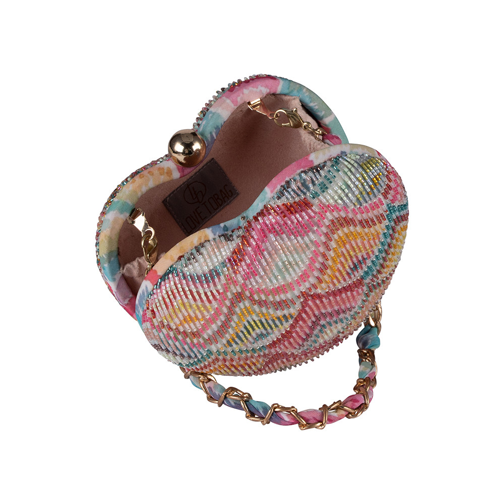 Rugi Heart Box with Handle Clutch Rose Quartz Pink