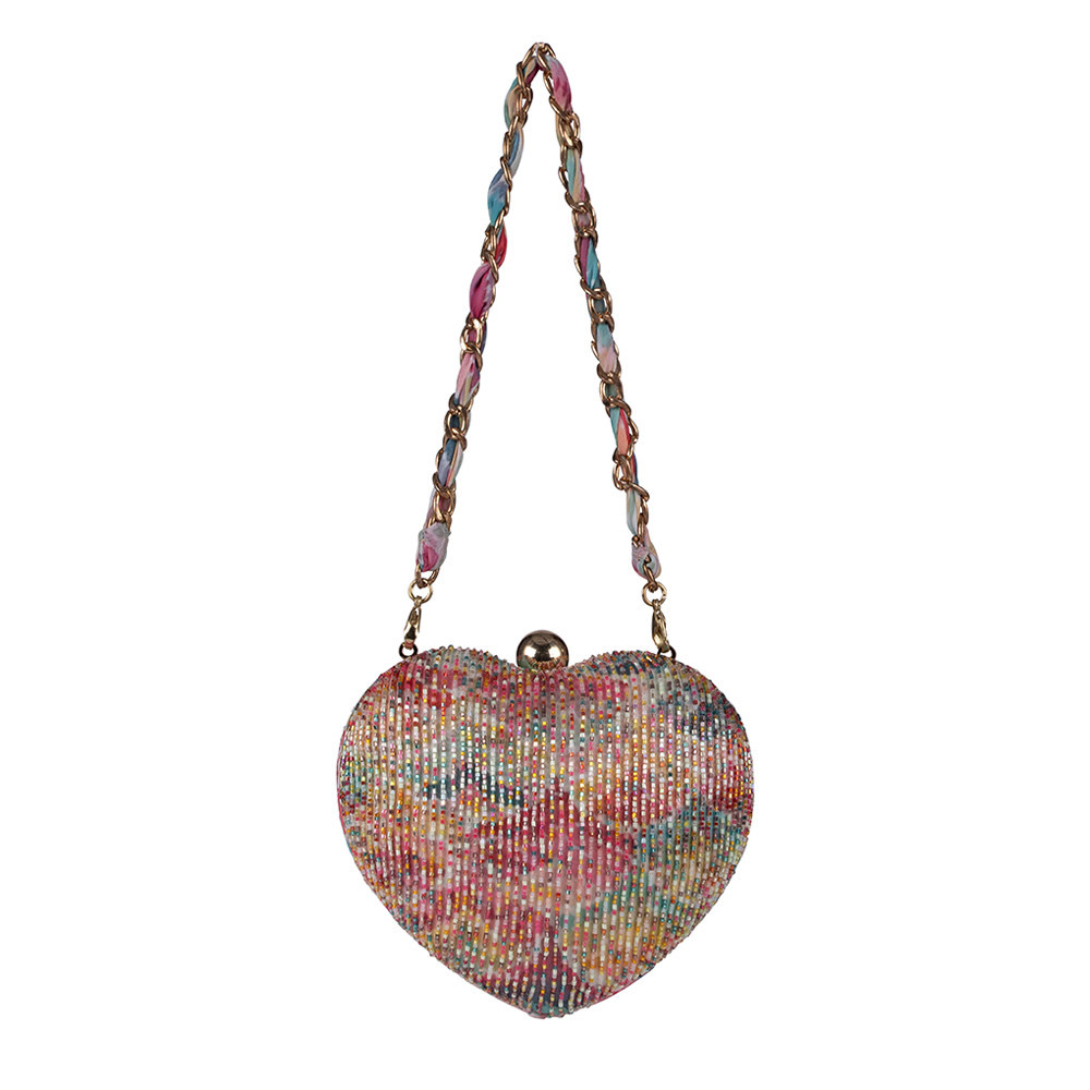 Rugi Heart Box with Handle Clutch Rose Quartz Pink