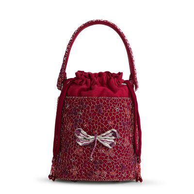 Wazka Medium Cylindrical Basket Ruby Red