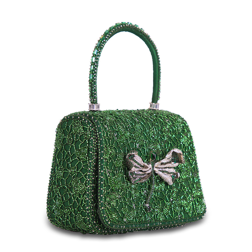 Wazka Mini Trapezium with Handle Clutch Emerald Green