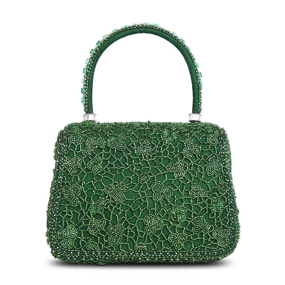 Wazka Mini Trapezium with Handle Clutch Emerald Green