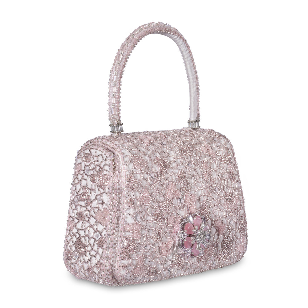 Wazka Mini Trapezium with Handle Clutch Rose Quartz Pink